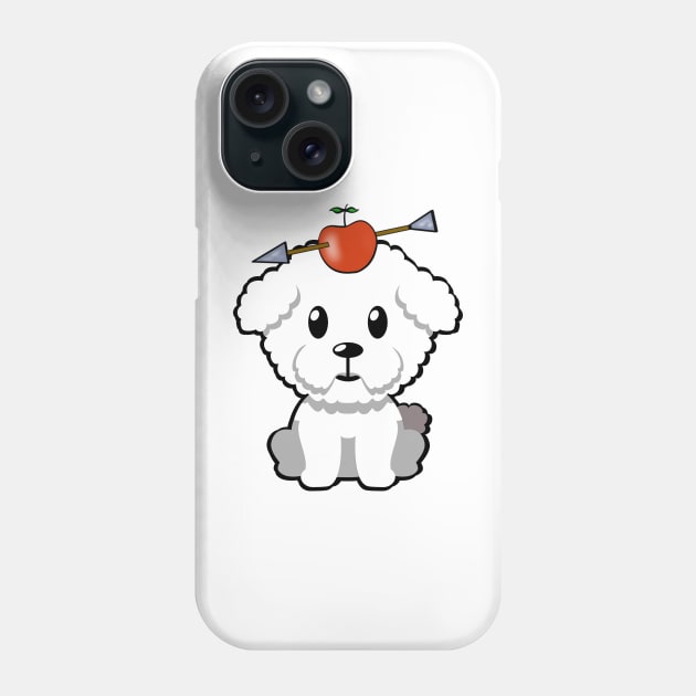 Cute furry dog has an apple and arrow on head Phone Case by Pet Station