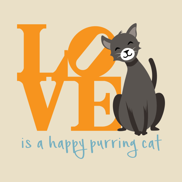 Love is a Happy Purring Cat by LittleBearArt