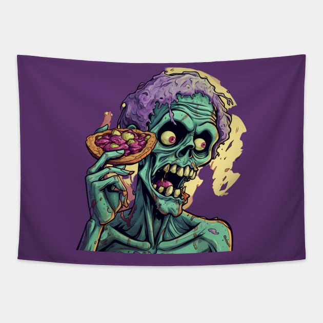 Zombie Pizza Lover Tapestry by emblemat2000@gmail.com