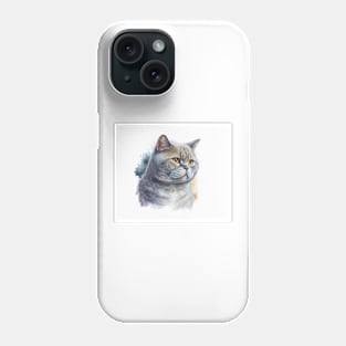 British Shorthair Cat Watercolour Painting Phone Case