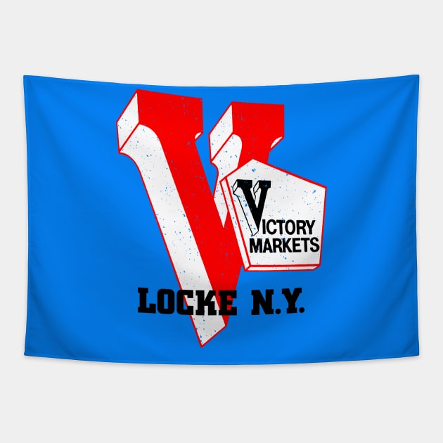 Victory Market Former Locke NY Grocery Store Logo Tapestry by MatchbookGraphics