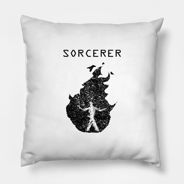 Sorcerer - Dark on Light Pillow by draftsman
