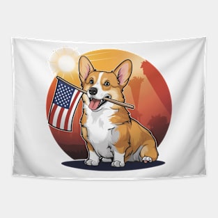 Flag Waving Corgi Tapestry