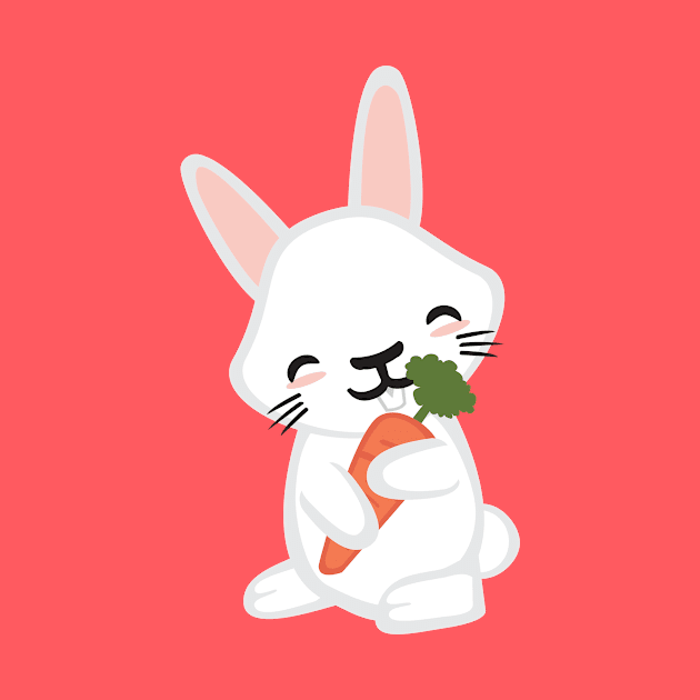 Kawaii Cute Bunny Rabbit Animal with Carrot Kid Design by Uncle Fred Design