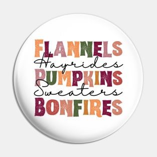 Flannels Pumpkins Hayrides S'mores and Bonfires Pin