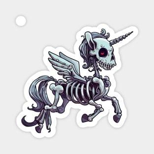 Spooky magical skeleton unicorn wings Magnet