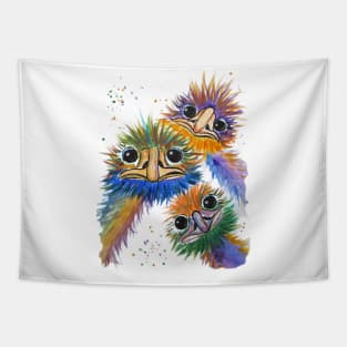 Funky Emu Friends Tapestry