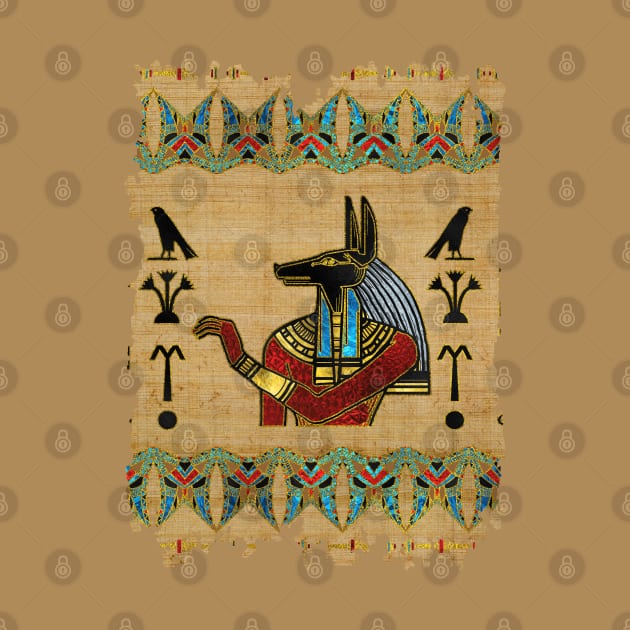 Egyptian Anubis Ornament on papyrus by Nartissima