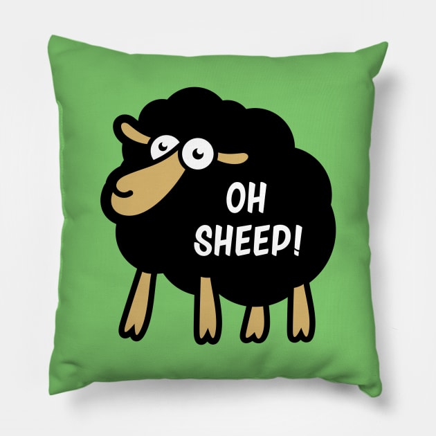 Funny Black Sheep Pillow by S_Art Design