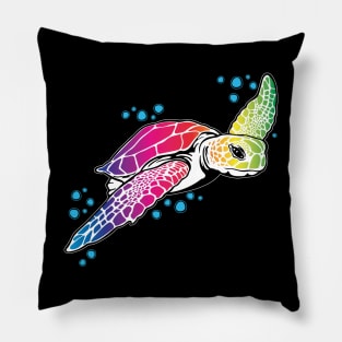 Rainbow Sea Turtle Pillow