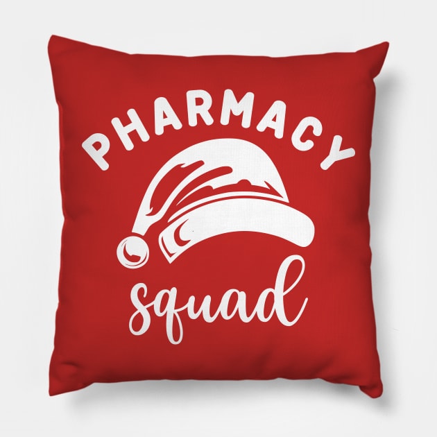 Pharmacy Squad Santa Hat White Text Pillow by JaussZ