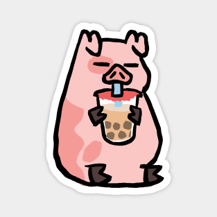 Cute Cartoon Piggy drinking Shake Magnet