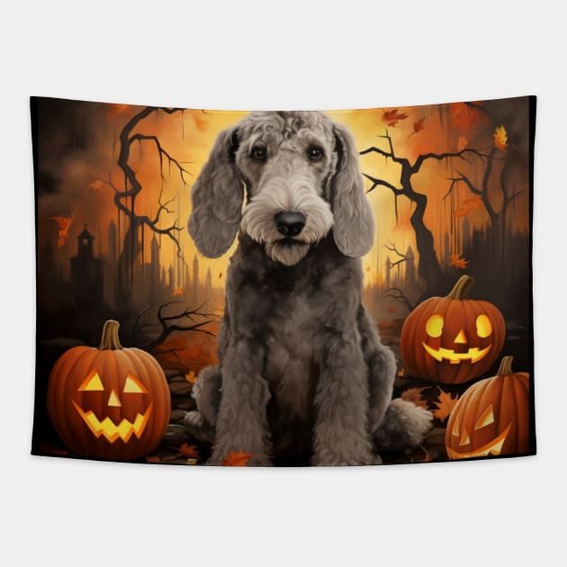 Bedlington Terrier Halloween Tapestry by NatashaCuteShop