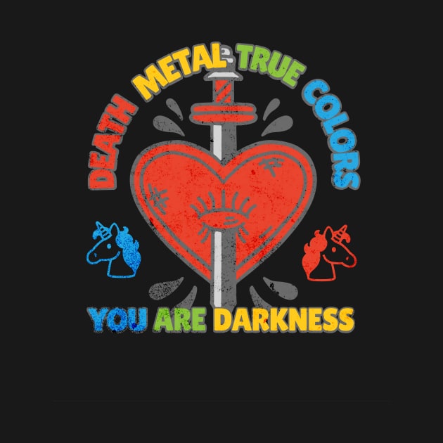 Cute Dagger Heart Unicorn Colorful Death Metal True Colors, You Are Darkness classic Vintage 80s 90s by InktuitionCo