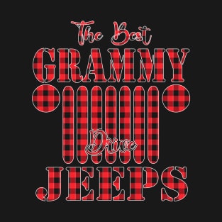 The Best Grammy Drive Jeeps Red Plaid Jeep Matching Pajama Family Buffalo Jeeps Lover T-Shirt