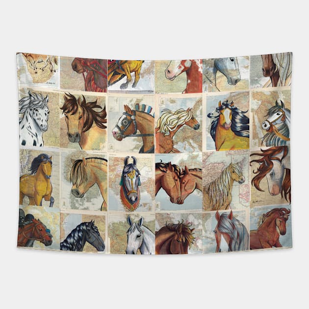 Horses of the World Pattern Tapestry by lizstaley