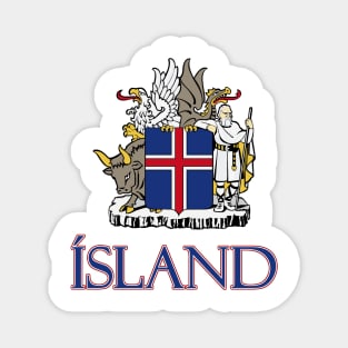 Iceland - Coat of Arms Design (Icelandic Text) Magnet