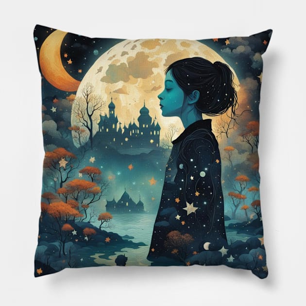 moon girl Pillow by mdr design