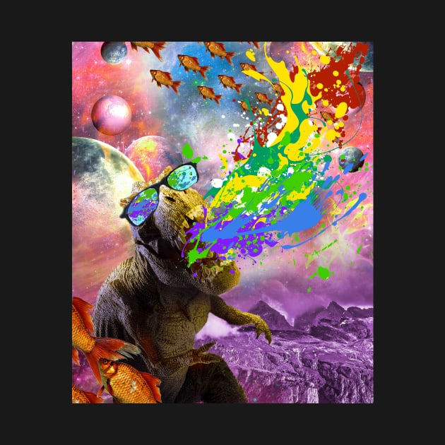 Rainbow Puking Dinosaur, Sunglasses In Space by Random Galaxy