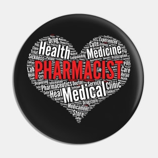 Pharmacist Heart Pharmacy Word Cloud graphic Pin