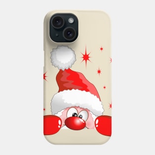 Funny Santa and Reindeer Cartoon Phone Case