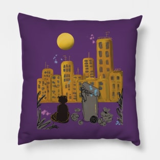 The Cat in the City Pillow