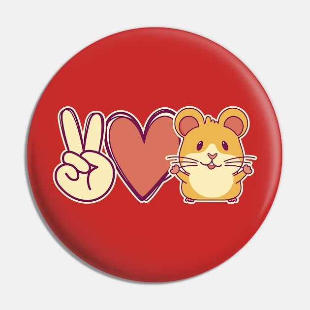 Peace Love Hamster Cute Kawaii Rodent Lover Pin by Cuteness Klub