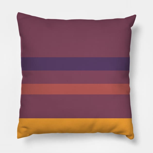 A peerless federation of Old Heliotrope, Dark Mauve, Giant'S Club, Brownish Orange and Mango stripes. Pillow by Sociable Stripes