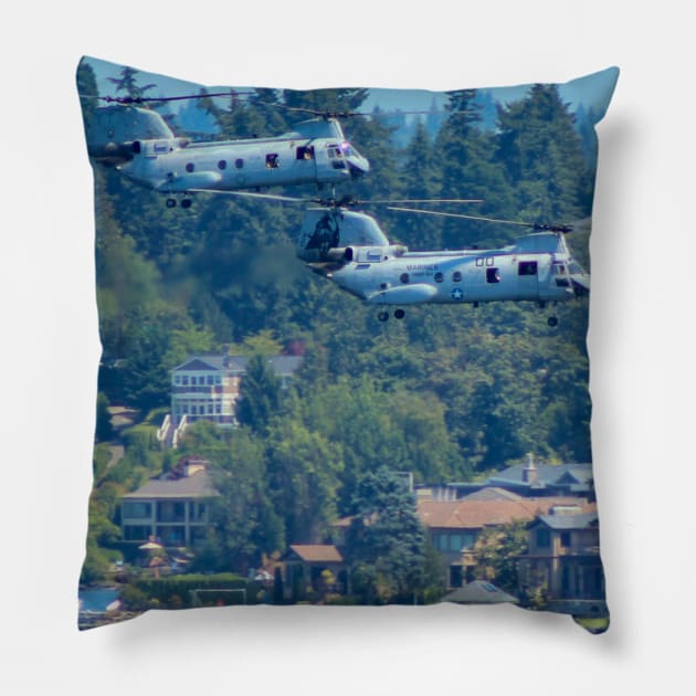 CH-46 Sea Knight Swan Song 2014 Pillow by acefox1