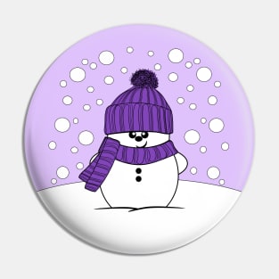 Cheeky Christmas Snowman with Purple Hat Pin