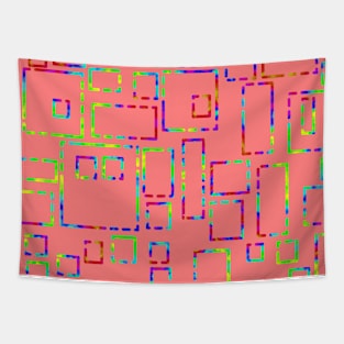 Rainbow Blocks on Deep Blush Pink 5748 Tapestry