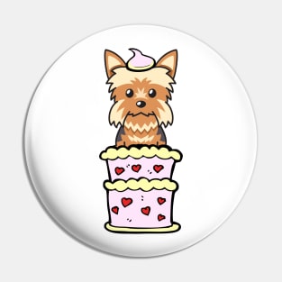 Yorkshrie terrier dog Jumping out of a cake Pin