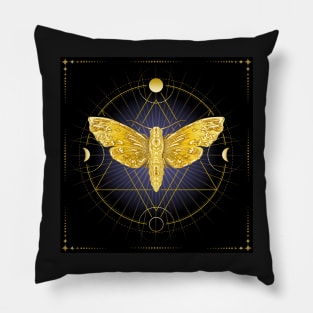 Golden Moth Symbol of Inner Wisdom Pillow