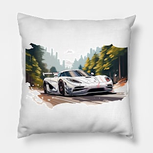 Koenigsegg Race White Cartoon Print Pillow