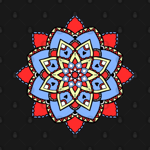 Red and blue mandala pattern by destinybetts