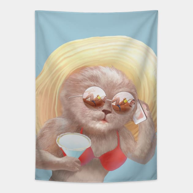 Sunglass Cat Tapestry by zkozkohi