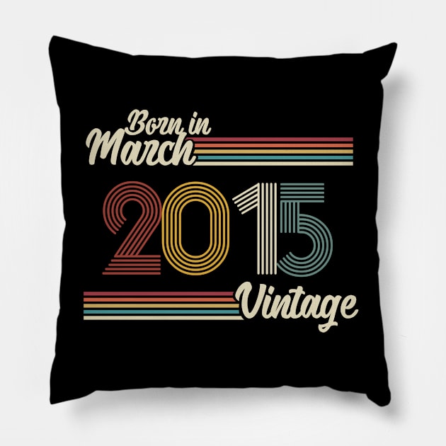 Vintage Born in March 2015 Pillow by Jokowow