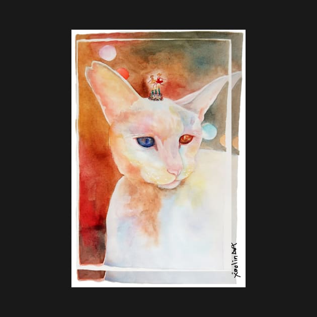 Birthday Watercolor Cat by xiaolindrawing