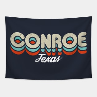 Retro Conroe Texas Tapestry