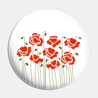 RED POPPY FLOWERS AND BUDS Pin