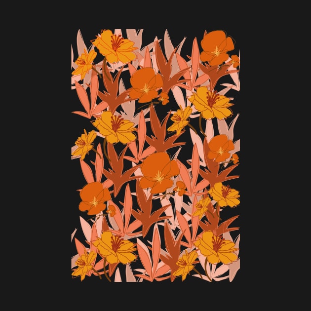 Orange flower pattern by PedaDesign