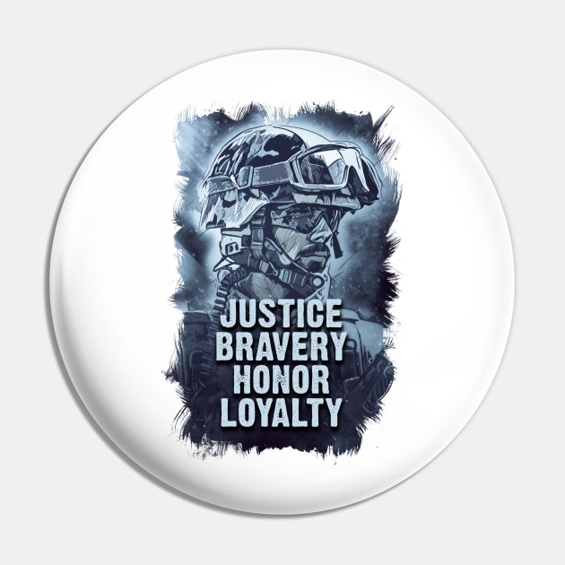 Justice Bravery Honor Loyalty Warriors Code of Conduct Pin by Naumovski