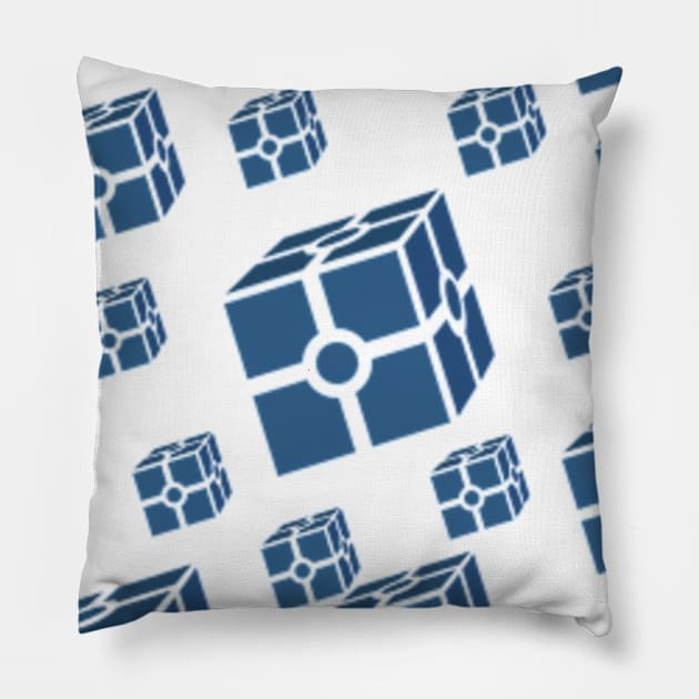 Blue metallic cubes Pillow by SAMUEL FORMAS