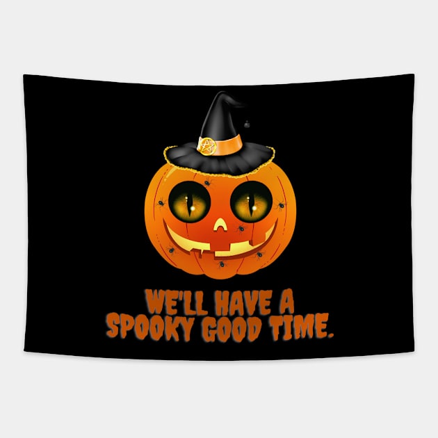 HALLOWEEN DAY SCARY PUMPKIN WE'LL HAVE A SPOOKY GOOD TIME DESIGN ILLUSTRATION Tapestry by MadeBYAhsan