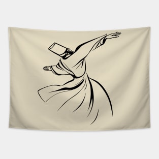 The Dervish Receives Spiritual Benevolence Line Art Tapestry