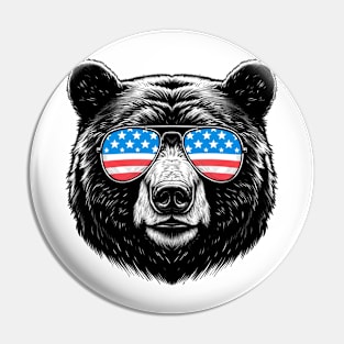 American Black Bear Sunglasses American Flag 4th of July Pin