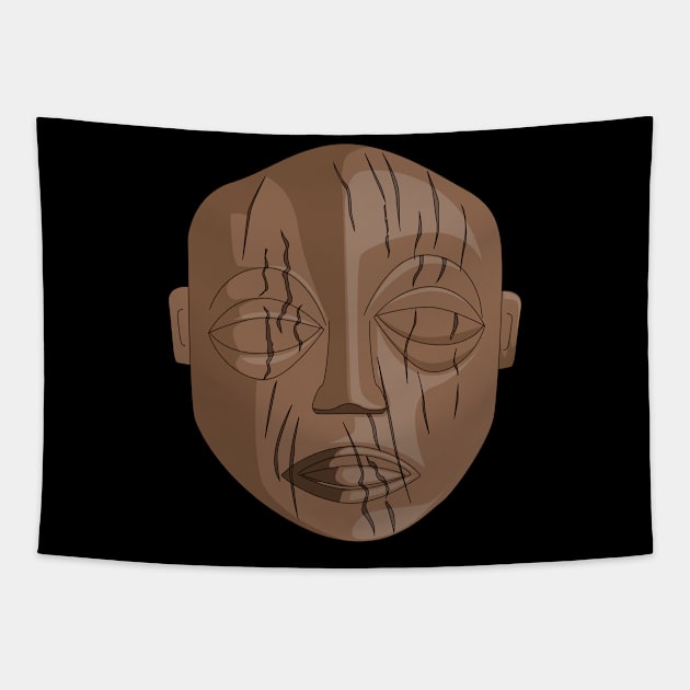 Rarotonga Polynesian Cook Islands Tribal Art Face Mask Artwork Gift Tapestry by Maljonic