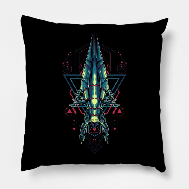 The Space-ship sacred geometry Pillow by secondsyndicate