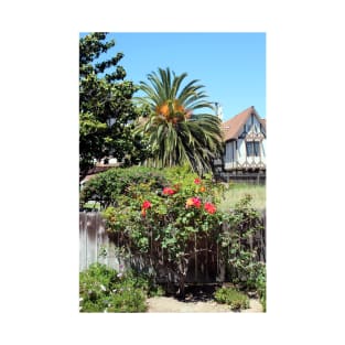 Climbing Rose Bush and Palm Tree Solvang California T-Shirt