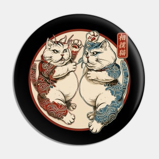 Japanese Sumo Wrestling Cats Men Women Kids Pin